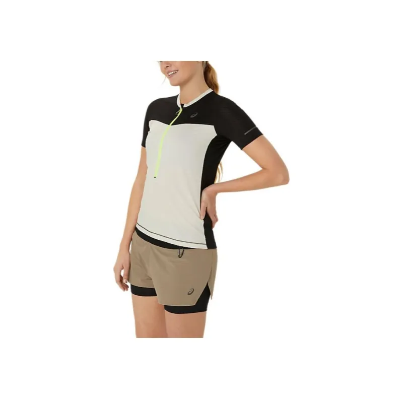 Asics FUJITRAILSHORT SLEEVE TOP T Shirt Women's Oat/High Performance Black-1