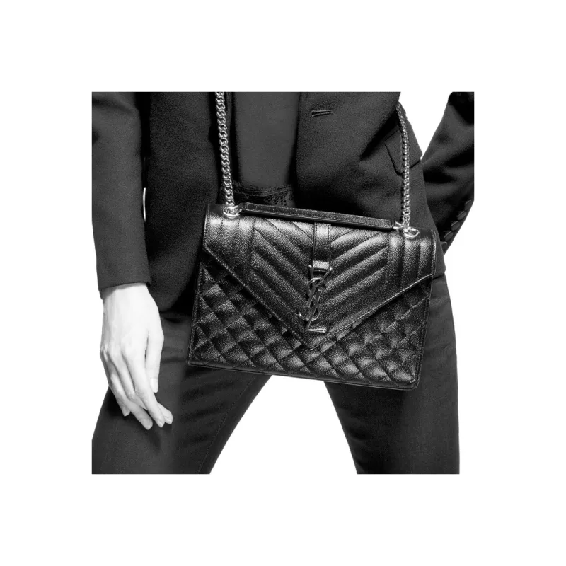 Yves Saint Laurent Envelope Medium Shoulder Bag Women's Black-6