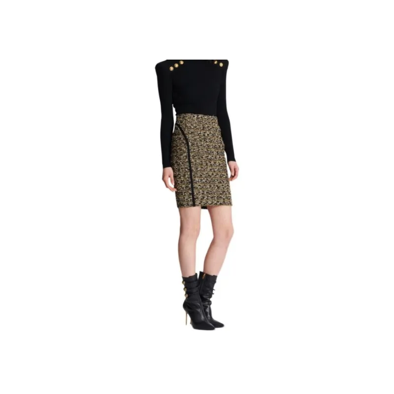 BALMAIN Lurex Tweed Pencil Skirt-2