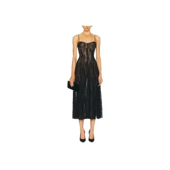 NORMA KAMALI Floral lace Midi Dress