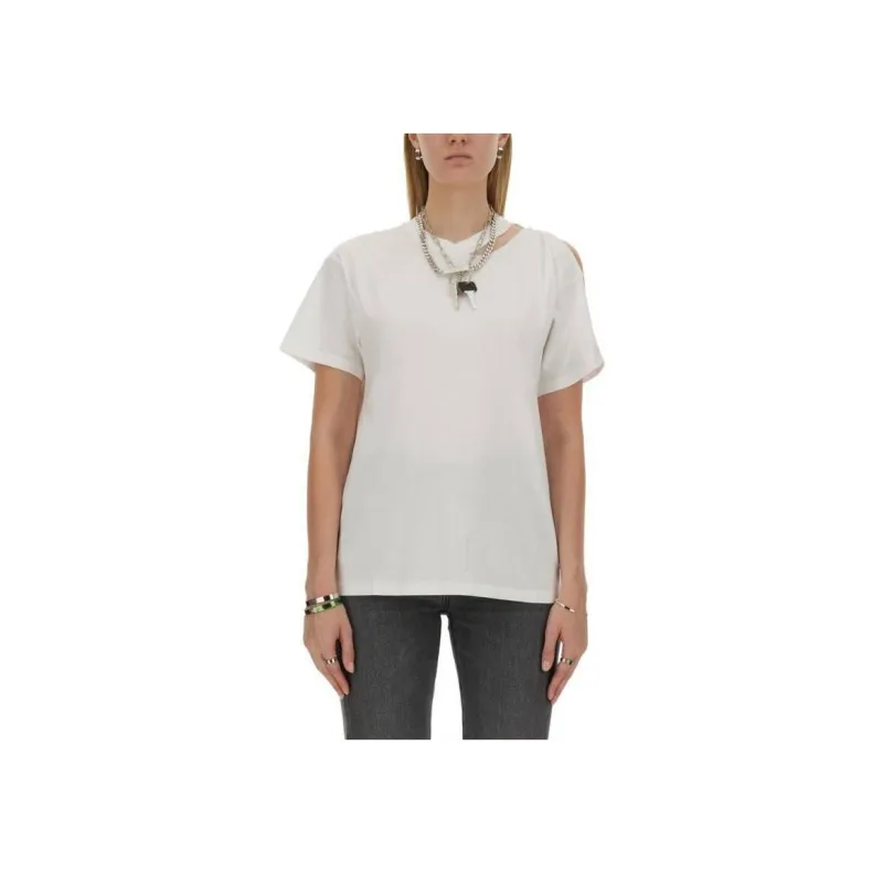 MM6 Maison Margiela Pin Detailed Ripped T Shirt-0