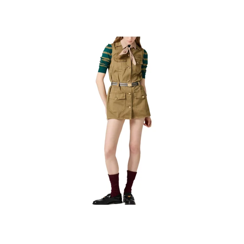 MIU MIU Garment dyed Cotton Mini Dress-1