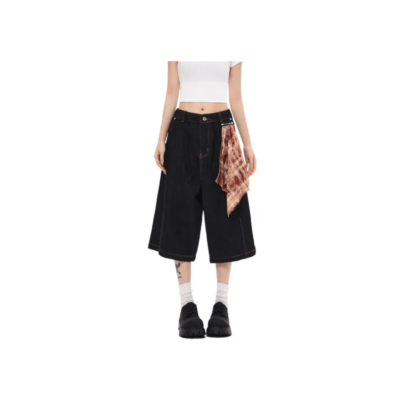 NHZN Denim Shorts Women's Black-0
