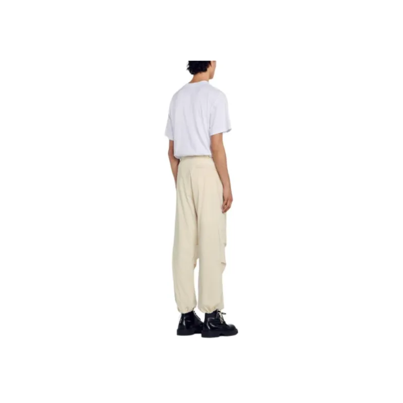 Sandro FW23 Parachute Trousers Casual Pants Men's Beige-1
