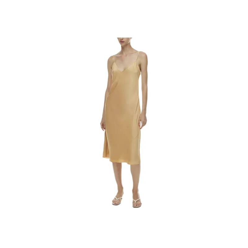 ARITZIA Wilfred New Only Slip Satin Midi Dress Slip Dresses Women's Soft Apricot Peach-2