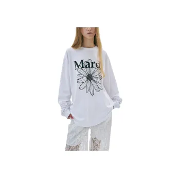 MARDI MERCREDI SS25 UNISEX TSHIRT LONG SLEEVE FLOWERMARDI_WHITE BLACK T Shirt Korean Style Unisex White Black