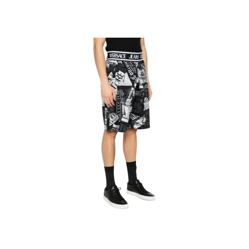 VERSACE JEANS COUTURE Magazine Printed Knee Length Shorts-4
