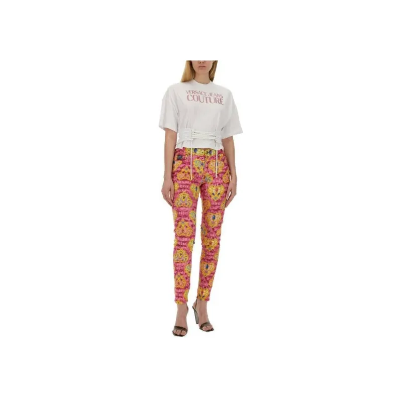 VERSACE JEANS Heart Couture Print Skinny Jeans-3