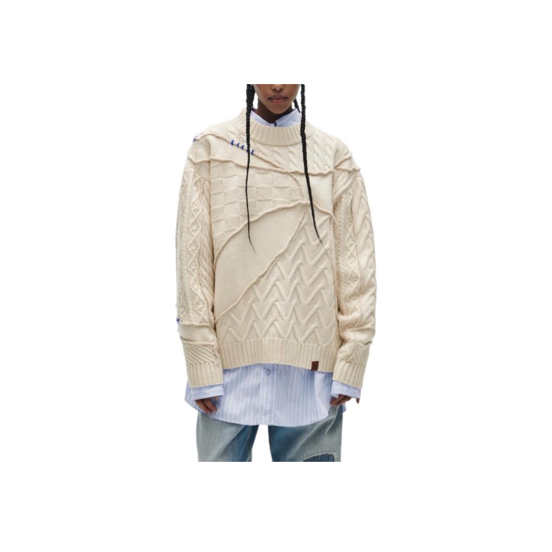 ★大人気★Ader Error x Zara Patchwork Oversize Knit Sweater ADER error x Zara Oversized Patchwork Knit Sweater Ecru
