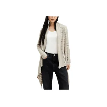 ALLSAINTS Harley Waterfall Open Front Cardigan Knitwear Women's Gray