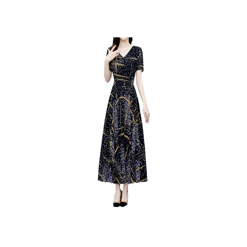 Mapping Short Sleeved Dresses Women's Black-0