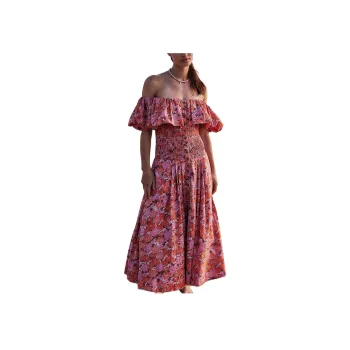 FREE PEOPLE Lewis Maxi Dress Short-Sleeved Dresses Women's Heat Wave Combo