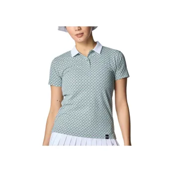 Under Armour ArmorDry Monogram Check Polo Shirt Women's Silica Dioxide Green/White 348