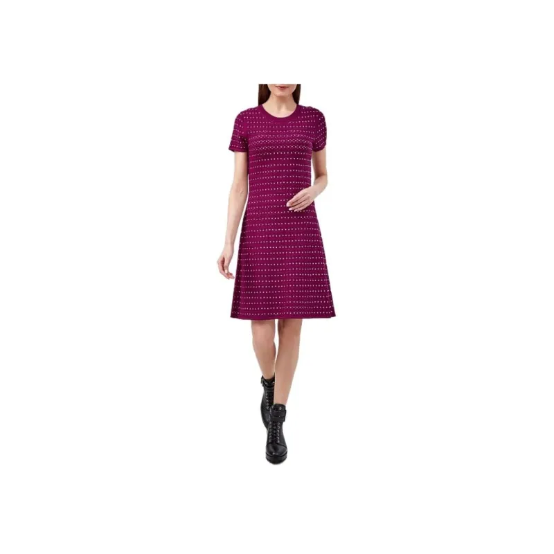 MICHAEL KORS MMK Short Sleeved Dress Women's Rose Red-1