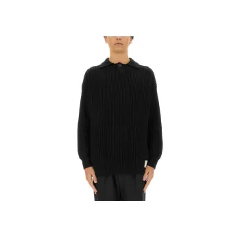 EMPORIO ARMANI Fisherman's Knit Long Sleeved Polo Shirt