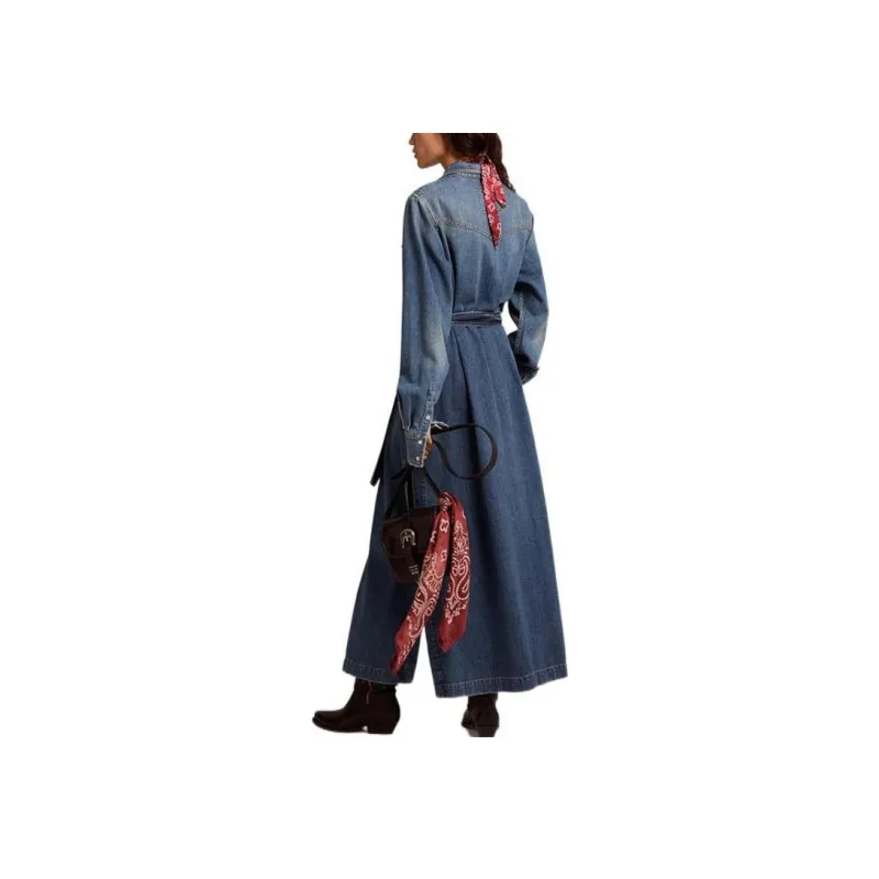 Golden Goose Logo patch Long sleeve Denim Dress-2