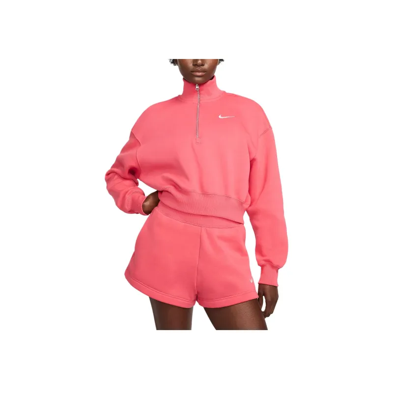 Nike Women's 1/2 Zip Cropped Sweatshirt Women's Aster Pink-0