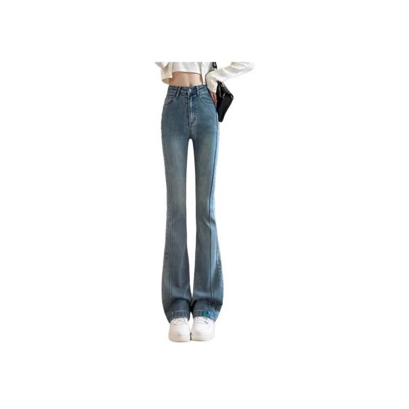 FAWENXIANGZI Jeans Women's Vintage Blue-1