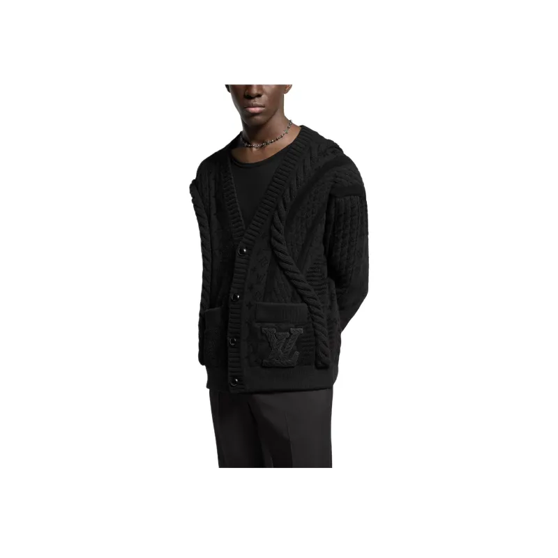 Lv Chunky Wool Blend Cable Cardigan-1
