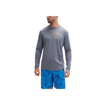 Speedo Men's Long Sleeve Graphic Swim Rashguard Navy T Shirt Men's Gray