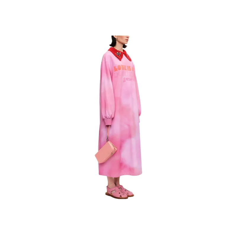 Short Sentence Long Sleeved Dress Women's Dream Pink-1