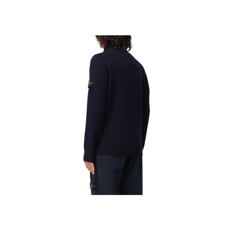 STONE ISLAND Logo Patch Mock Neck Sweater-4