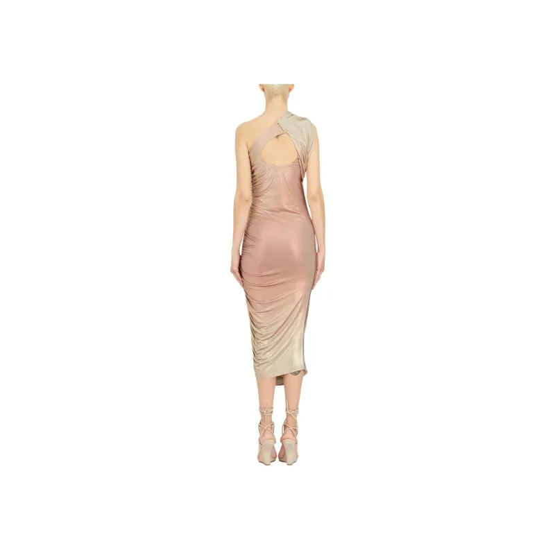 RICK OWENS One Shoulder Draped Midi Dress-3