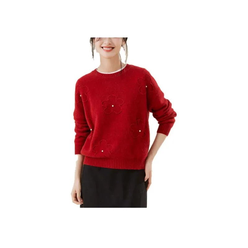 JINJU Sweaters Women's Red-0