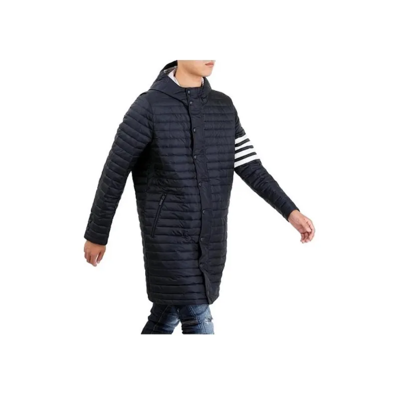 THOM BROWNE 4 Bar Hooded Down Coat-4