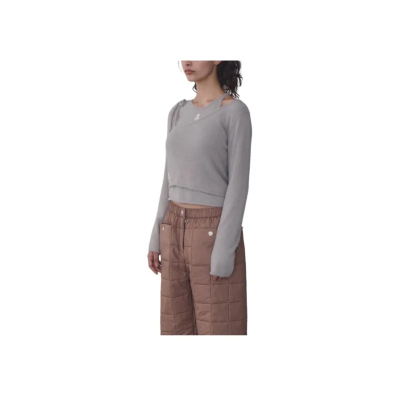 Rest&Recreation UNBALANCE LAYERED KNIT TOP Casual Suit Women's Gray/Gray-5