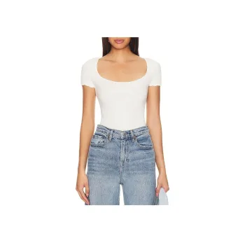 FREE PEOPLE T-Shirt Women's Beige Yellow