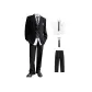Black Coat+Shirt+Navy Blue Tie+Black Suit Pants