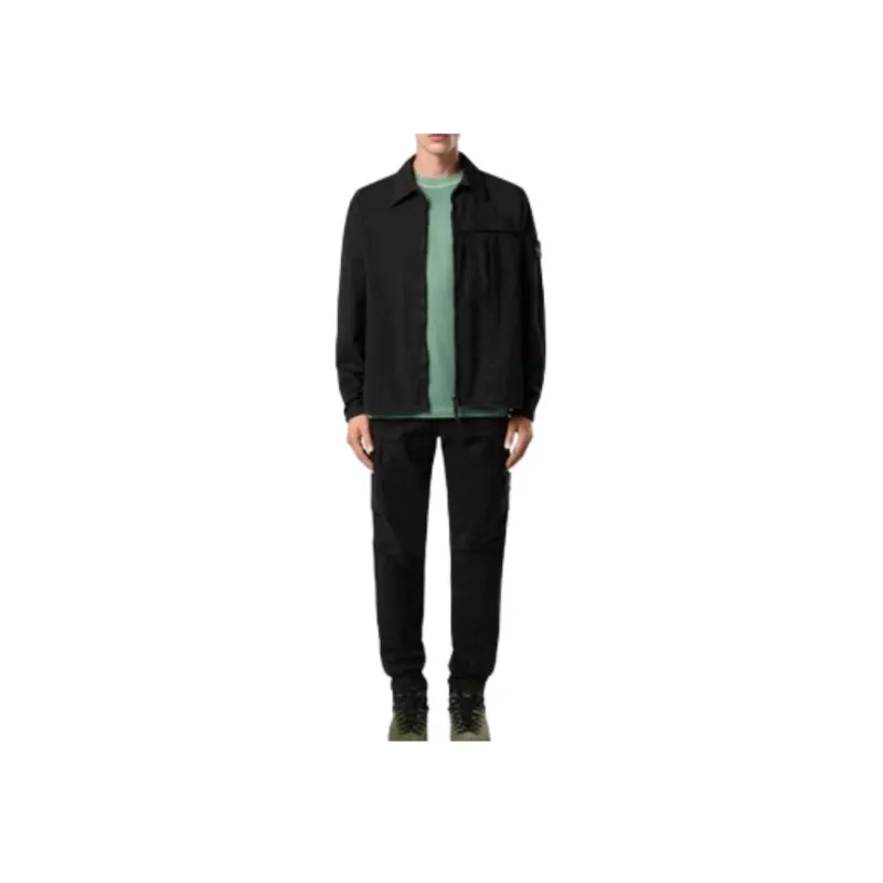 STONE ISLAND Zip Up Long Sleeved Shirt-2