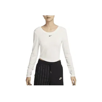 Nike Sportswear Chill Knit Women's Tight Scoop-Back Long-Sleeve Mini-Rib Top White