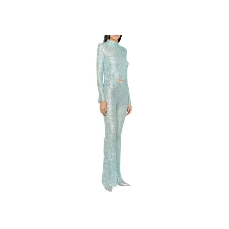 Self portrait Beaded Fishnet Trousers-3