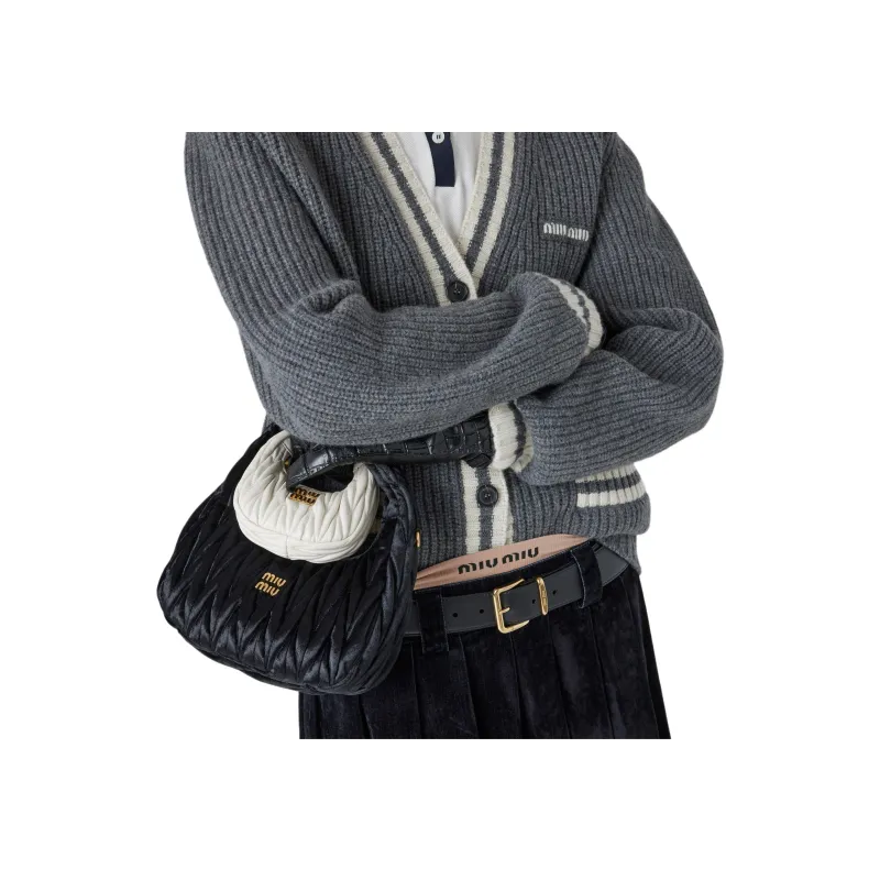 MIU MIU Silk Cashmere Cardigan Slate Grey-3