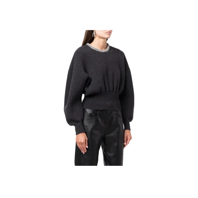 Alexander Wang Women's Crystal Trim Pullover Charcoal-1