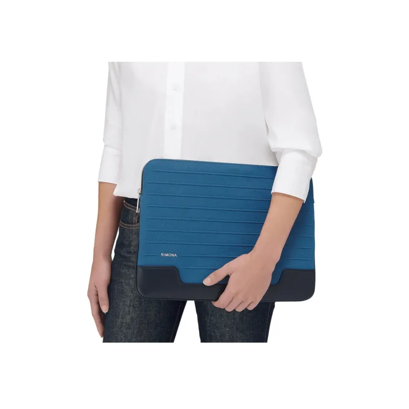 RIMOWA Never Still Canvas And Full-Grain Leather Laptop Clutch Laptop Bag Unisex Sea Blue-4