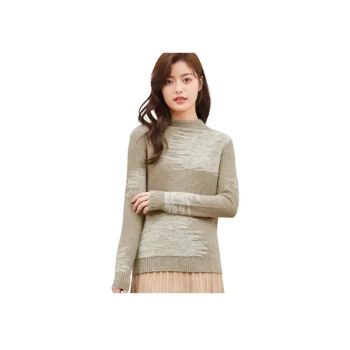 MIHUANG 언다이드 미디엄 카멜 여성 캐시미어 스웨터