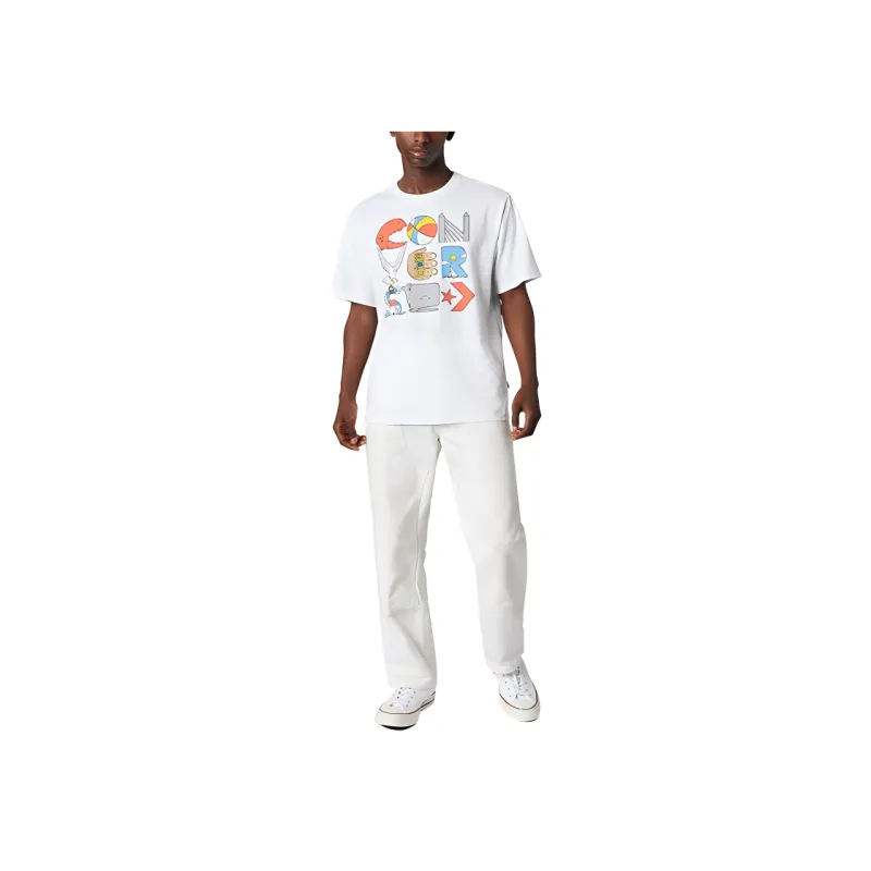 Converse Cartoon Printing T Shirt Men's White-4
