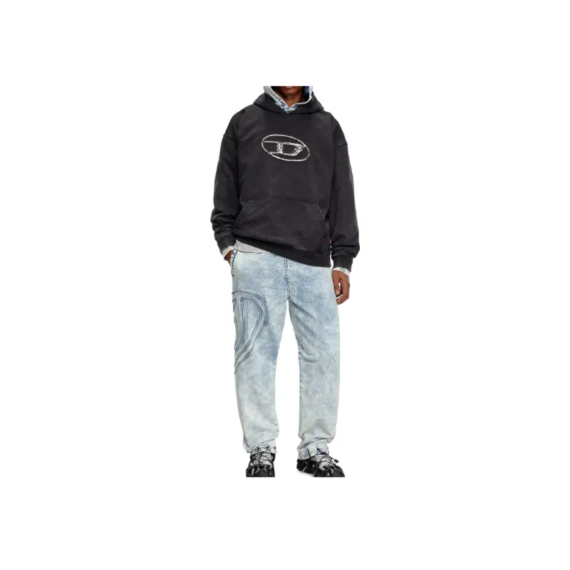 DIESEL S Boxt Hood Q7 Multi Layered Logo Printed Hoodie-1