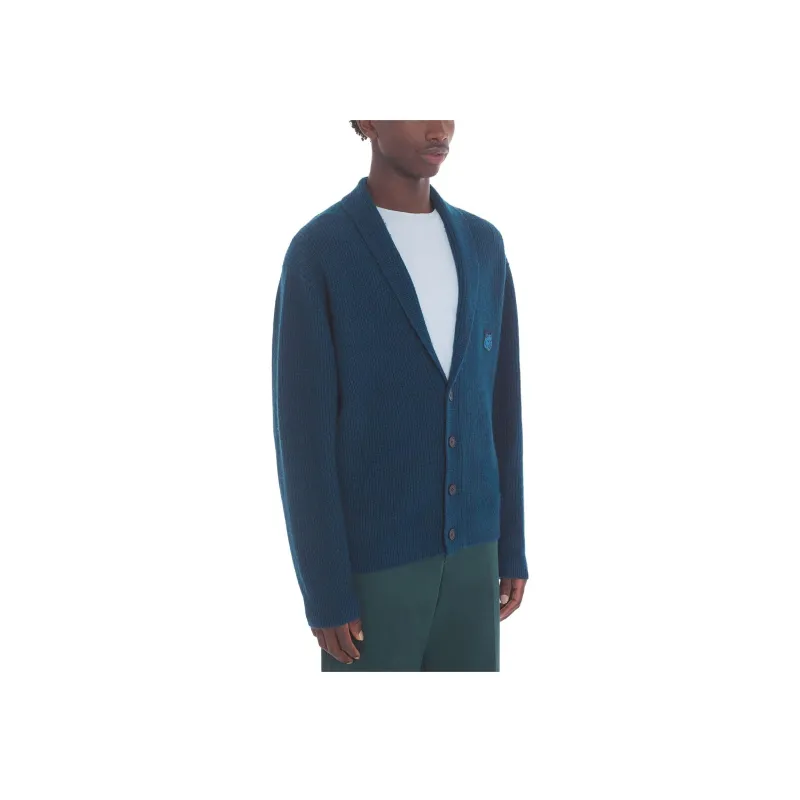 Maison Kitsune Bold Fox Head-appliqué Ribbed Cardigan-4