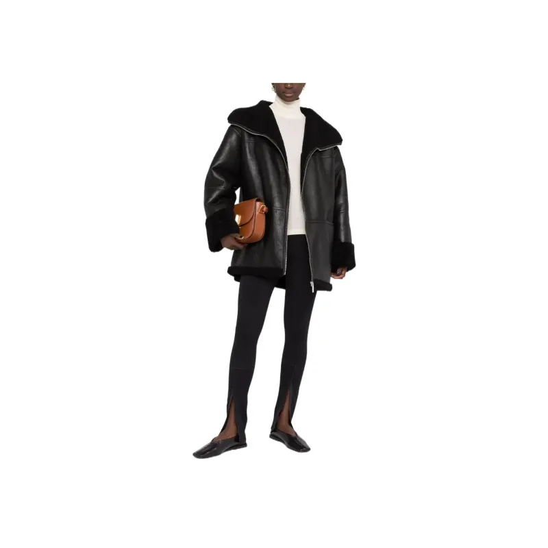 TOTEME Shearling trim Leather Jacket-1