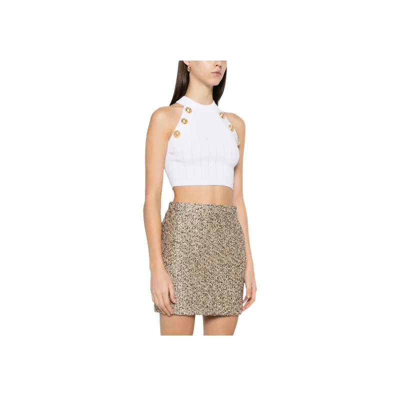 BALMAIN Halterneck Knit Cropped Top-3