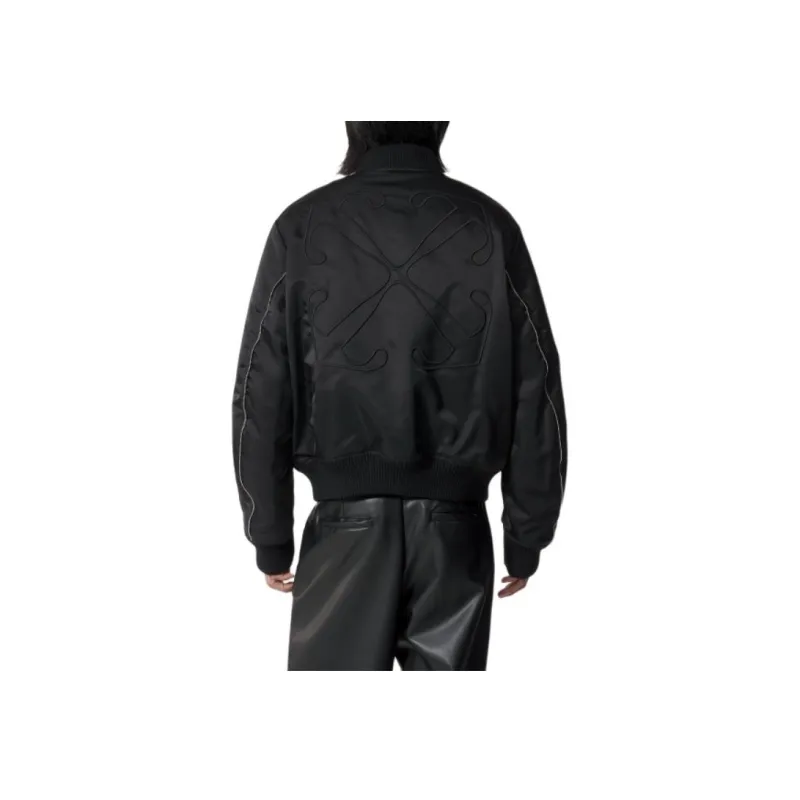 OFF WHITE Logo embroidered Padded Bomber Jacket-3