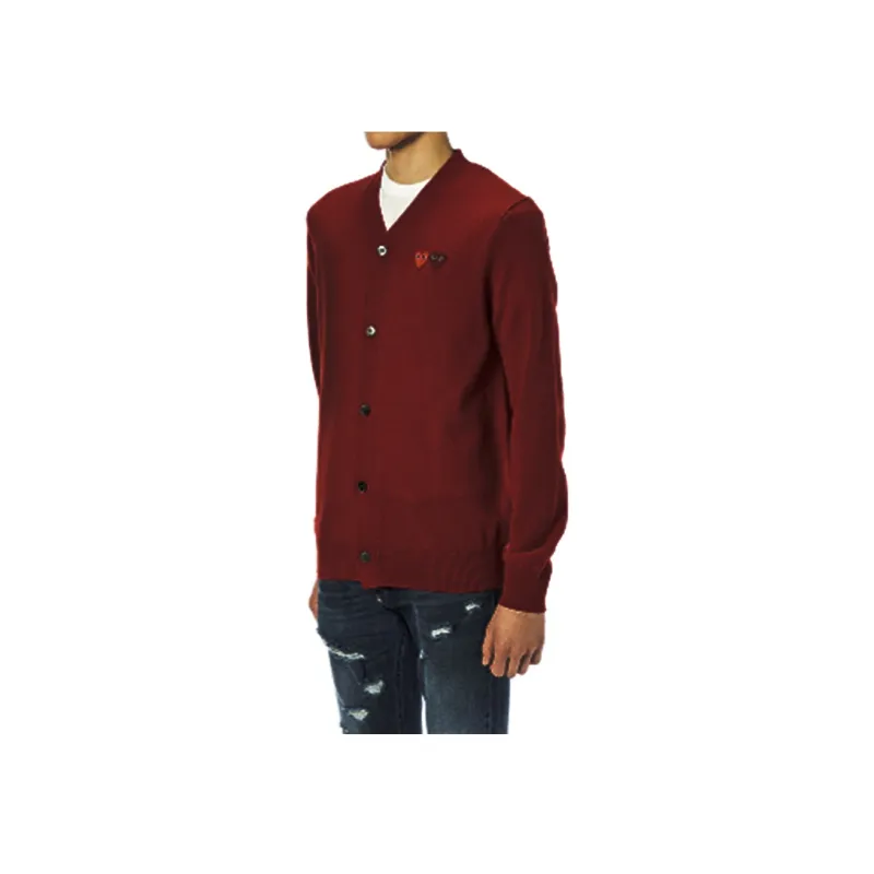 CDG Play Sweater Men's Burgundy Red-2