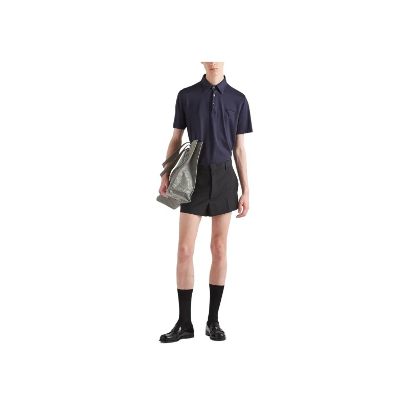 PRADA Triangle logo Cotton Polo Shirt-3