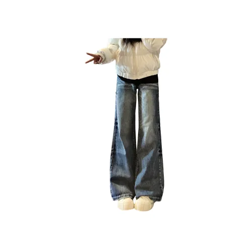 Menglaini 블루 [두께감 있는 워시드] 여성 청바지