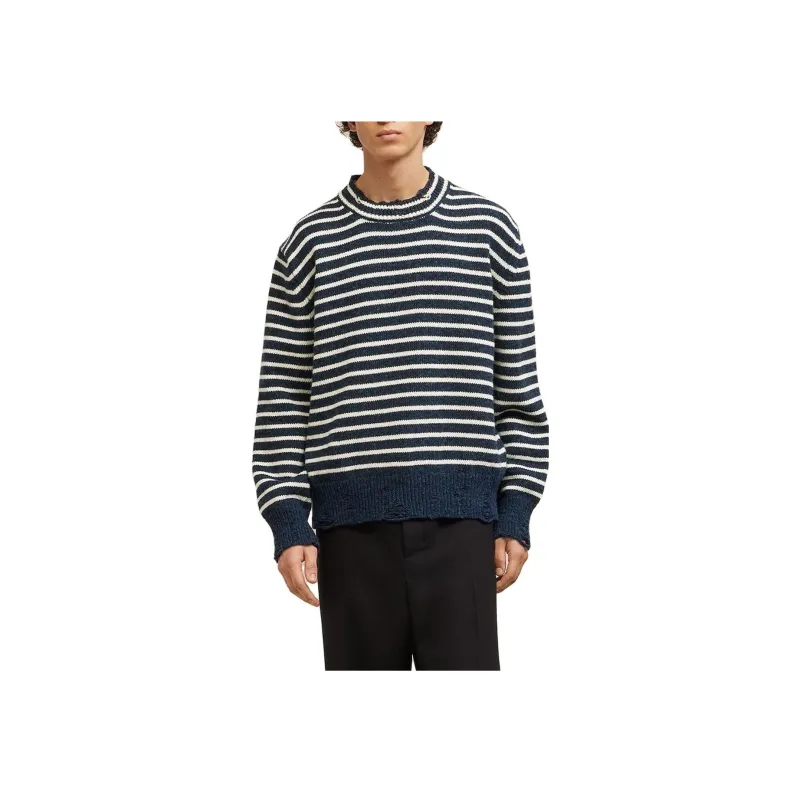 Ami Paris Striped Ribbed Crew Neck Jumper-1