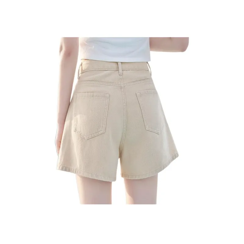 Mo Han Yi Mei Denim Shorts Women's Khaki-1
